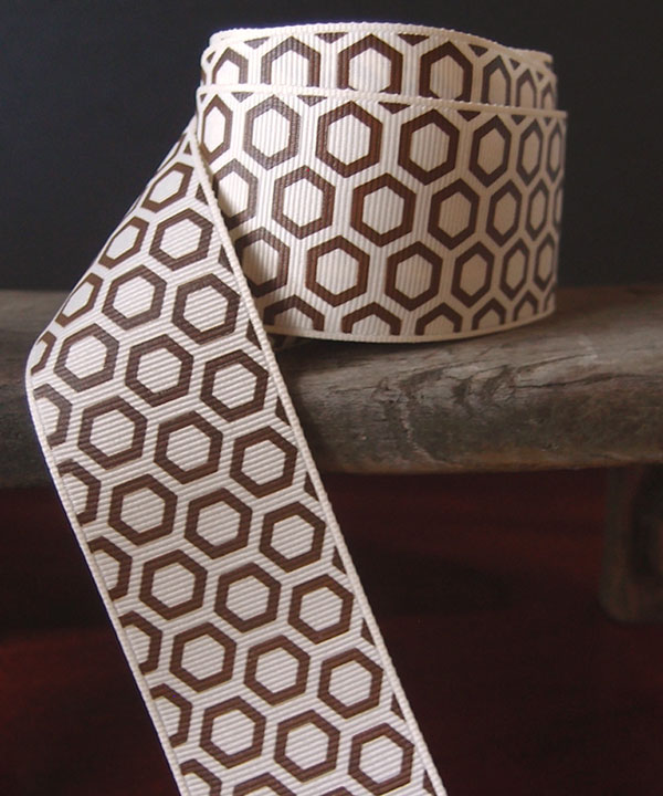 Hexagon Print Grosgrain Ribbon