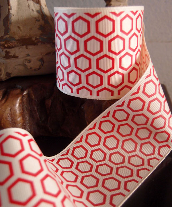 Hexagon Print Grosgrain Ribbon