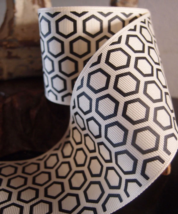 Hexagon Print Grosgrain Ribbon