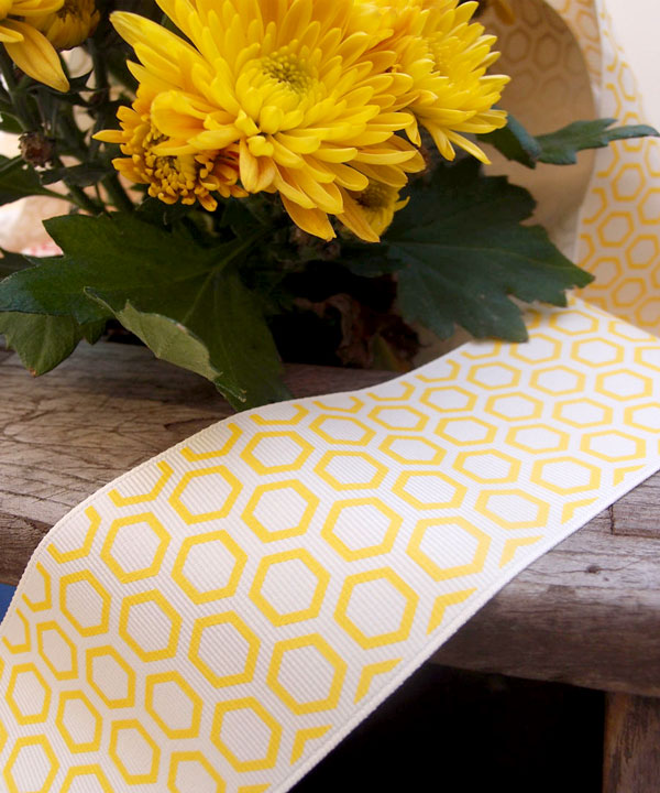 Hexagon Print Grosgrain Ribbon