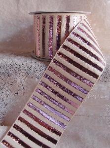 Rose Gold Metallic Candy Striped Ribbon - 2 "W x 10Y 