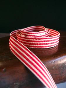 Red & Ivory Seersucker Striped Grosgrain - Red & Ivory Striped