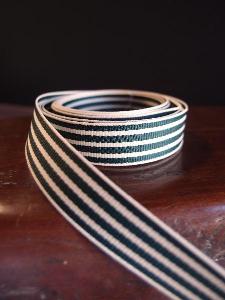 Green & Ivory Seersucker Striped Grosgrain - Green & Ivory Striped