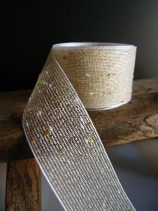 Gold Metallic Tufted Cotton Twine Ribbon  - 1.5" x 25Y