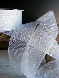 Metallic Silver Tufted Cotton Twine Ribbon 1.5 x 10Y - 1.5" x 25y