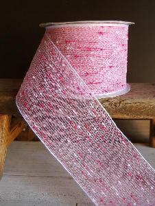 Hot Pink Tufted Cotton Twine Ribbon 2.5 x 10Y - 2.5" x 10Y