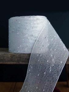 Metallic Silver Tufted Cotton Twine Ribbon 2.5 x 10Y - 2.5" x 10Y