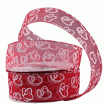 Red Sheer Wired Ribbon with White Hearts - 1 1/2" x 25y