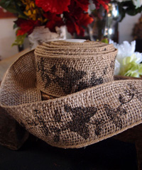 Wired Burlap Jute Ribbon with Black Butterfly Print