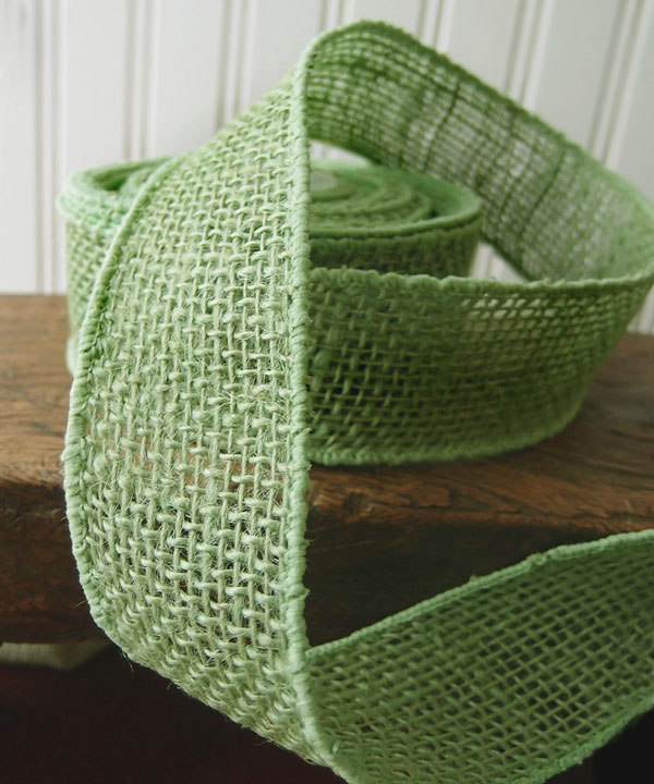 Green Burlap Wired Ribbon - 3 rolls minimum