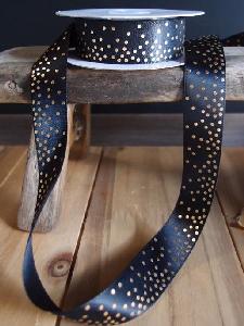 Black Satin Ribbon with Shiny Dots