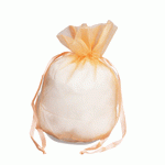 Peach Organza Round Gusset Bag - 12 pc/ pack. 1 pack minimum.