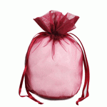 Burgundy Organza Round Gusset Bag - 12 pc/ pack. 1 pack minimum.