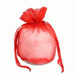 Red Organza Round Gusset Bag - 12 pc/ pack. 1 pack minimum.