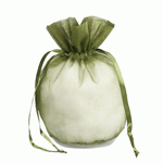 Moss Green Organza Round Gusset Bag - 12 pc/ pack. 1 pack minimum.