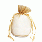 Gold Organza Round Gusset Bag - 12 pc/ pack. 1 pack minimum.