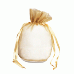 Antique Gold Organza Round Gusset Bag - 12 pc/ pack. 1 pack minimum.