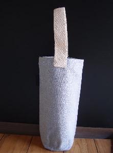 Recycled Canvas Wine Tote - 3 "D  x 10"H