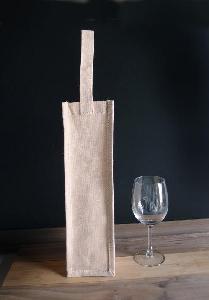 Jute Blend Wine Tote   - 4" x 4" x 14"