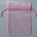 Drawstring Favor Bag with Flocked Hearts