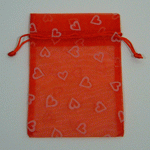Drawstring Favor Bag with Flocked Hearts