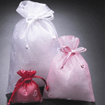 Drawstring Favor Bag with Flocked Hearts