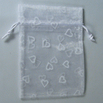 Drawstring Favor Bag with Flocked Hearts