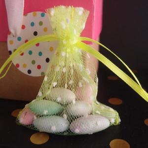 Tulle Bags Mint Green w/ White Swiss Dots - 10 pc/ pack. 1 pack minimum.