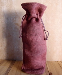 Burgundy Jute Wine Bag - 6" x 15" x 3 1/2"