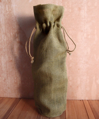 Olive Green Jute Wine Bag - 6" x 15" x 3 1/2"