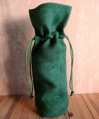 Hunter Green Jute Wine Bag