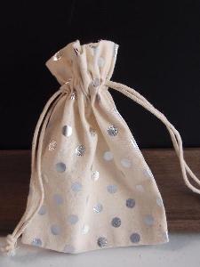 Cotton Bag Silver Dots - 3.5" x 5"