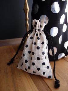 Cotton Favor Bag with Black Dots 3.5 x 5  - 3.5" x 5"