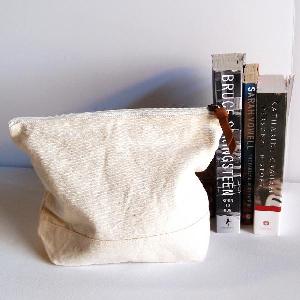 Natural Washed Canvas Zipper Pouch 11" - 11"W x 8"x 3" D