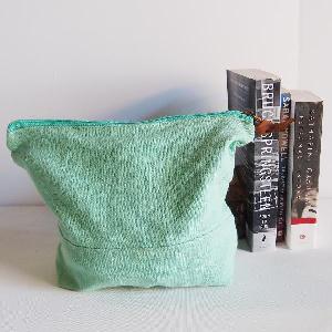 Mint Green Washed Canvas Zipper Pouch 11" - 11"W x 8"x 3" D