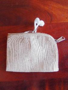 Jute Blend Curved Zippered Pouch  - 5"W x 3.75"