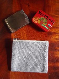 Grey Recycled Canvas Zipper Pouch Small 5.5 x 4.5 - 5.5"W x 4.5"