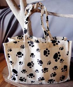 Paw Print Cotton Bags - 7" x 6" x 2.75"