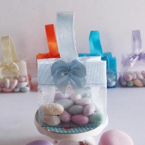 Light Blue Sheer Mini Totes - 12 pcs/ pack. 1 pack minimum.