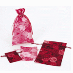 Satin Rose Print Bag - 12 pc/ pack. 1 pack minimum.