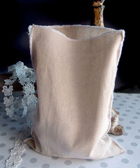 Linen Pouch with White Serged Edge - 7 3/4" x 10"