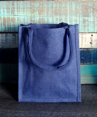 Blue Burlap Euro Shopping Tote - 9" x 11" 4" 