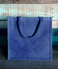 Blue Burlap Euro Shopping Tote - 12" x 12" x 7.75"