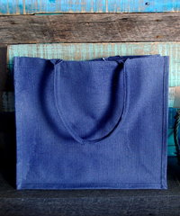 Blue Burlap Euro Shopping Tote - 15.5" x 13.75" x 6" 