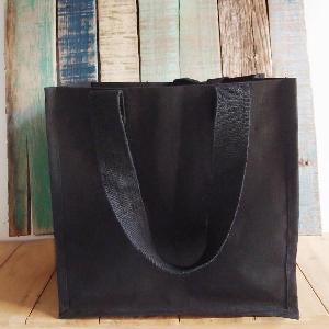 Black Canvas Shopping Tote Bag 12" W x 12" H x 7 3/4" - 12"x12"x7 3/4"