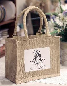 Mini Burlap Tote with Window  10x8x5 - 10" x 8" x 5"