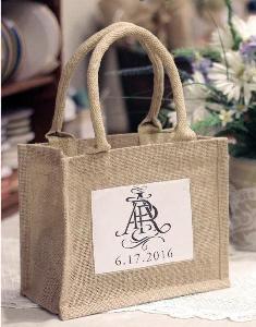 Mini Burlap Tote with Window   - 10" x 8" x 5"