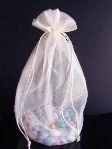 White Large Organza Round Gusset Bag - 10 pc/ pack. 1 pack minimum.