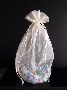 Ivory Large Organza Round Gusset Bag - 10 pc/ pack. 1 pack minimum.