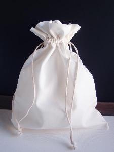 White Cotton Bag 8x10 with Ivory Stitching - 8" x 10"